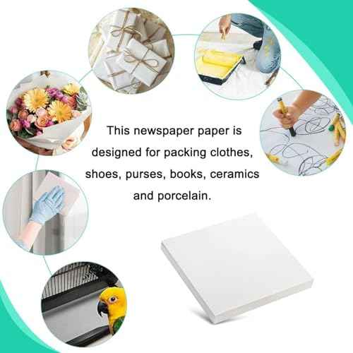 500 Sheets Large Packing Paper for Moving Supplies 24x24 Inch, 17.6lb Newsprint Packaging Paper for Wrapping Shipping Fragile Items