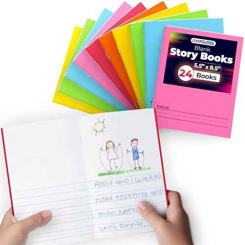 Hygloss 24 Pcs Blank Storybooks for Kids - Bulk Small Notebooks Journals Colorful Soft Cover Notebooks - 5.5x8.5 - 24 Half-Lined Pages - Blank Books for Kids to Write Stories & Illustrate