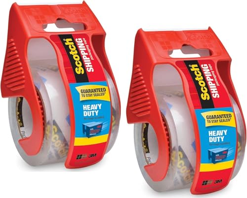Scotch Heavy Duty Packaging Tape 2” x 800” Clear - 2 Pack, Strong & Durable