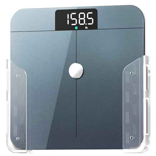 ELETIUO Wall-Mounted Scale Holder with Adhesive &Screws -Fits Most Digital Scales (Up to 1.2"/30mm Thick),Anti-Slip Silicone Pads,Space-Saving Bathroom/Bedroom Organizer-Easy to Install, Clear