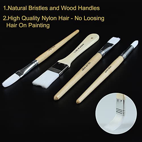 24-Piece Paint Brush Set with Canvas Case - Professional Watercolor & Acrylic Brushes - Includes 1 Count