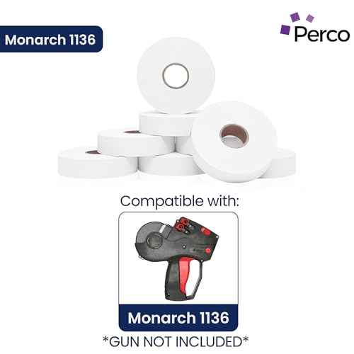 Perco Removable Adhesives White Labels for Monarch 1136 Price Gun - 1 Sleeve (14,000 Labels)