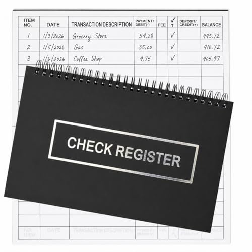 Large Print 2-Pack Check Register Book - 50 Pages Each, Spiral Bound