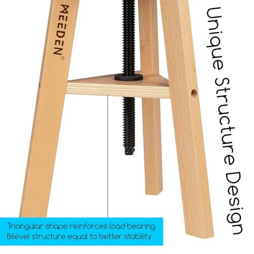 MEEDEN Natural Finish Adjustable Drafting Stool – 19-26 in Height, German Beech