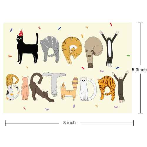 Cheerin Happy Birthday Card for Him or Her - Funny Birthday Card - Humourous Greeting Card - Cat Birthday Card for Cat Lovers Men Women