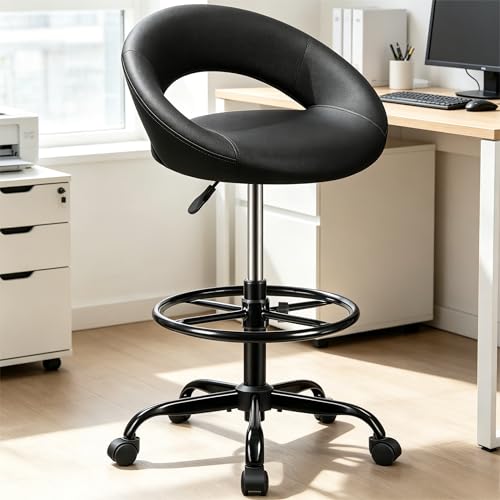 Stella Mia Ergonomic Drafting Chair for Standing Desk, Black, 1 Pack