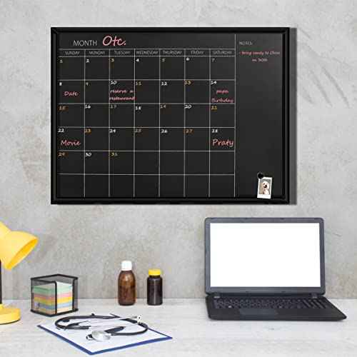 TORASO Calendar Chalkboard, 17.7 x 23.6 inches, Magnetic Surface Black Frame Chalk Board for Planning,School Timetable Memo, Hanging Board for Office, School and Home(YLHB-BK-4560)