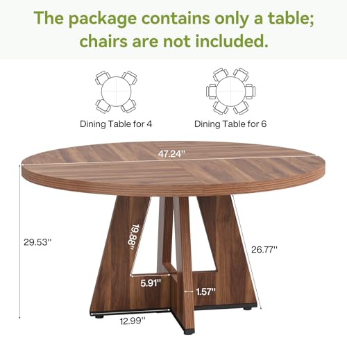 LITTLE TREE Brown 47-Inch Round Conference Table for 4-6 People - Modern Office Meeting Table with Pedestal Base