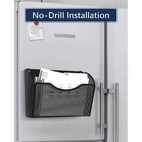 3 Pack 1-Tier Magnetic File Holder - No Drilling Installation File Organizer, Large Capacity Magnetic File Holder for Refrigerator, File Cabinets, Whiteboard, Office, Kitchen