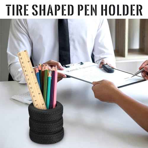 12 Pcs Operation Christmas Box Items Bulk Tire Shaped Pen Holder Car Tire Pencil Holder Stack Stationery Accessories for Desk School Office Decor Christmas Gift Funny Cactus Succulent Planter