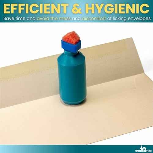 1InTheOffice Envelope Moistener, Envelope Sealer Bottle Wedge Sponge, Tipped Squeeze Bottle, Spill Proof (4 Pack)