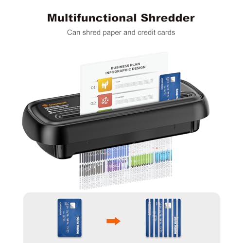 Bonsaii Black 6-Sheet Strip Cut Paper Shredder for Home Office