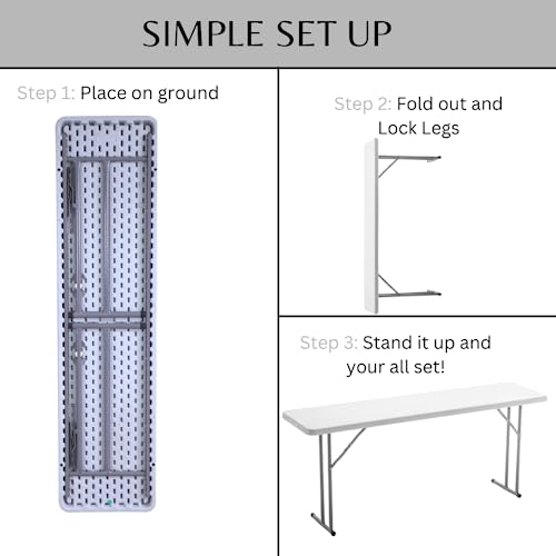 6-Foot - 72" Long White Granite Plastic Folding Seminar Training