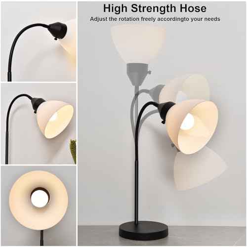LED Desk Lamp for Home Office, 3 Levels Dimmable Reading Light, Flexible Gooseneck Table Lamp for Bedside Office, Rotary Switch Control, Desk Lamp for College Dorm Study Lamp, Bulb Included, Black