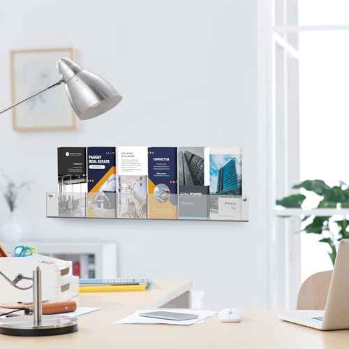 Acrylic Brochure Holder Wall Mount - Aesthetic Design, Optimized Shape, Pamphlet Holder Wall Mount - Perfect for Flyer Stand, Wall Brochure Holder - Ideal for Shop Owners & Professionals (4 Pockets)