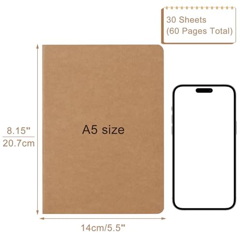 ZCZN 100 Pack A5 Kraft Notebooks Bulk, 8.15x5.5 Inches Graph Paper Journaling Notebooks, Notebooks for Work, Composition Notebooks for School, Journal Notebooks for Office, 60 Pages