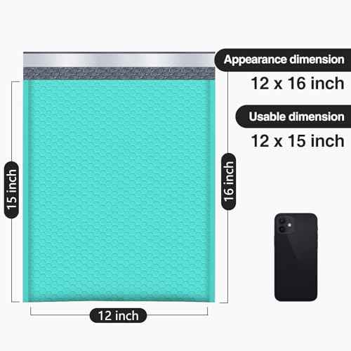 UCGOU Bubble Mailers 12x16 Inch 40 Pack Usable Size 12x15 Inch Large Padded Envelopes Teal Waterproof Packaging Bags for Shipping Self Seal Strong Adhesion Envelopes for Jewelry Makeup Supplies