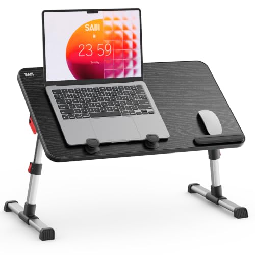 SAIJI Adjustable Black Laptop Desk Stand 20.5 x 11.8 Inches Portable Lap Table