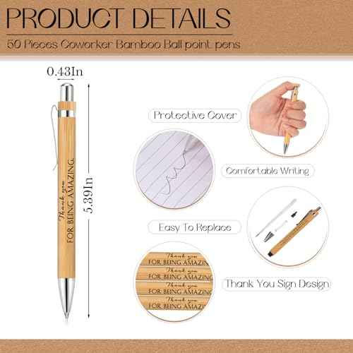 50 Sets Christmas Employee Appreciation Gifts Bulk Motivational Notebooks Inspirational Bamboo Pens Keychains Thank You Gifts for Thanksgiving Nurse Practitioner Coworker Staff Office