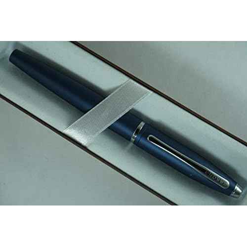 Cross Satin Blue with Cross signature mid Band Calaise Selectip Rollerball Pen.