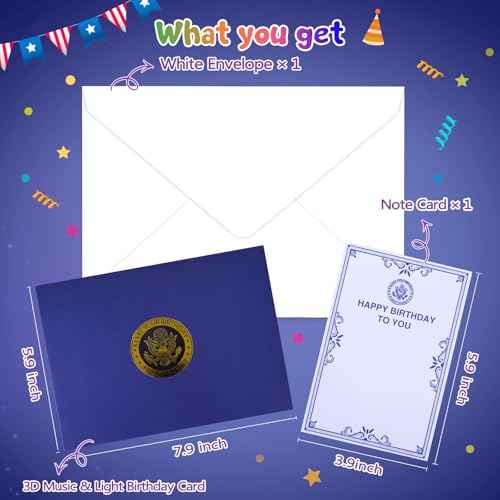 Birthday Cards, Happy Birthday Greeting Card with Music, Lights and Blowable Candle (Blue)