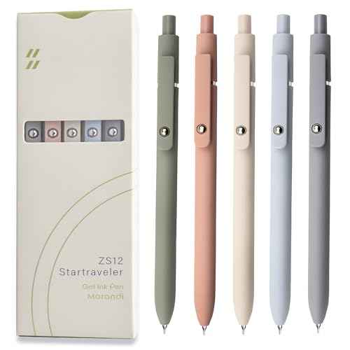 Gel Pens, 5 Pcs 0.5mm Black Ink Pens Fine Point Smooth Writing Pens, High-End Series Pens for Journaling Note Taking, Cute Office School Supplies Gifts for Women Men (Morandi)
