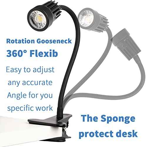 EAGLOD LED Clamp Clip on Light Desk Lamp, 3w Clip Bedside Lamp Clamp,360¡ÆFlexible Gooseneck Night Lights, Reading Lighting,Table Lamp for College Dorm,Home,Nail Art,Tattoo Lamp 2Pack