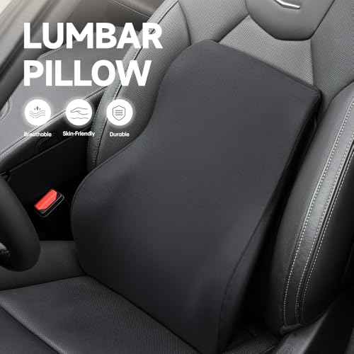 Memory Foam Lumbar Support Pillow for Car Wheelchair Office Home Travel - Waist Back Support Relieves Fatigue