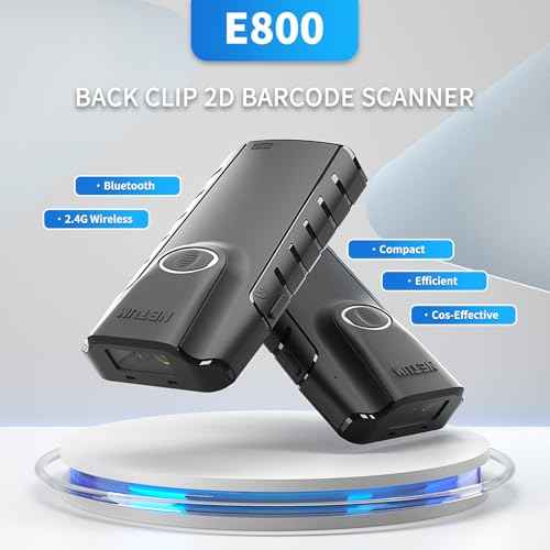 NETUM Bluetooth 2D Barcode Scanner, 3-in-1 Small Portable QR Bar Code Reader Automatic Wireless Gun Scan Back Clip Work with Tablet iOS Android Windows MacOS for Warehouse Inventory POS (2D - E800)
