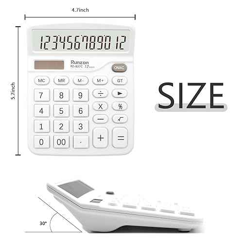 Basic Office Desktop Calculator - 12 Digit, Large LCD Display, Sensitive Buttons for White Office Supplies and School Supplies