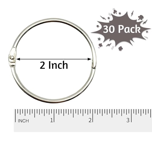 OWLKELA 30 Pcs Binder Rings 2 Inch Silver – Loose-Leaf Rings Set