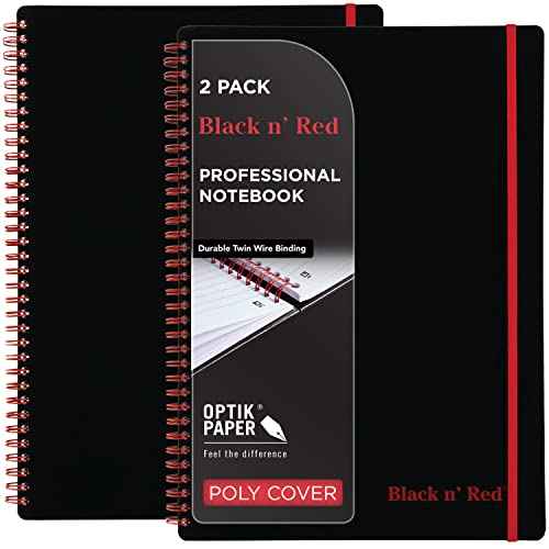 Black n' Red Notebooks, Twin Wire, Poly Cover, 11-3/4¡± x 8-1/4¡±, Large, 70 Ruled Sheets, 2-Pack (73399)