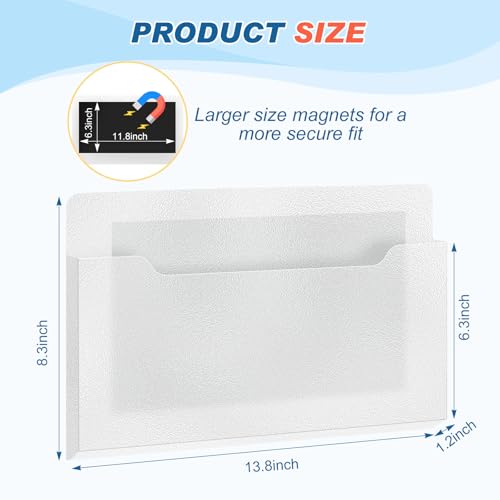 Magnetic File Holder Wall Mount - Clear 13.8 x 8.3 Inch Horizontal Organizer