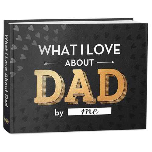 What I Love about Dad Book, Fill-in-the-Blank Book for Dad - Father's day Gifts for Dad from Daughter, Son, Kids - Birthday Gifts for Dad, Dad Birthday Gifts - Dad Christmas Gifts, Stocking Stuffer