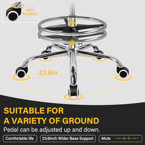 WKWKER Drafting Chair with Backrest and Footrest, Adjustable Counter Chair