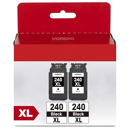 PG-240 XL 240XL Black Ink Cartridge Replacement for Canon 240XL Ink Cartridge - Works with Canon PIXMA MG3620, MG2120, MG3120, MG4120, MG2220, MG3220, MG3520, MX472, TS5120 Printers (Black, 2 Pack)
