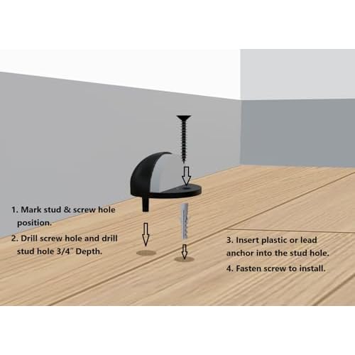 QCAA Low Dome Floor Door Stop, H 25.4 x Diameter 44.5mm, Zinc Die Cast, Matte Black, 12 Pack, Made in Taiwan