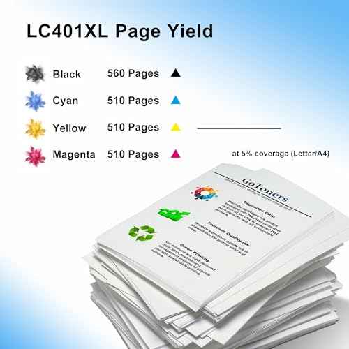 GoToners LC401XL Ink Cartridges Compatible for Brother LC401 Work with Brother MFC-J1010DW MFC-J1012DW MFC-J1170DW Printer (5, Multicolor, XL)