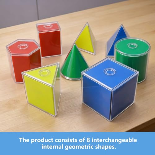 8-Piece Geometric 3D Shapes & Folding Nets Math Manipulative Set for STEM Learning