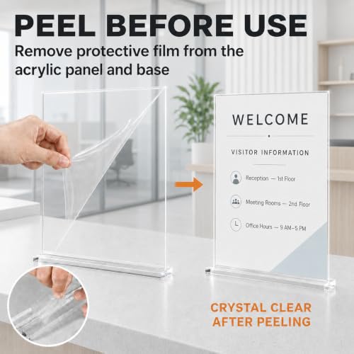 MaxGear 8.5x11 Inch Double Sided Acrylic Sign Holders 2 Pack - Clear Display Stands with Detachable Base