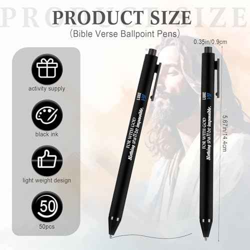 Cholemy 200 Pcs Christmas Christian Gifts Bible Verse Pens Bulk Church Gift Religious Scripture Ballpoint Inspirational Motivational Retractable Black Ink Pen for Women Men Coworker Employee Teacher