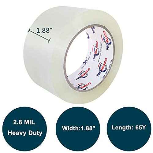 Heavy Duty Packing Tape 24 Rolls, Total 1560Y, Clear, 2.8 mil, 1.88 inch x 65 Yards, Ultra Strong, Refill for Packaging and Shipping