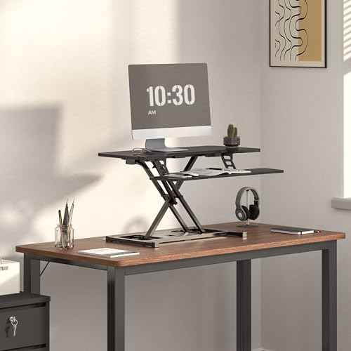FLEXISPOT 36-inch Standing Desk Converter Height Adjustable Sit to Stand Up Workstation, Dual Monitor and Laptop Riser with Wide Keyboard Tray, Black