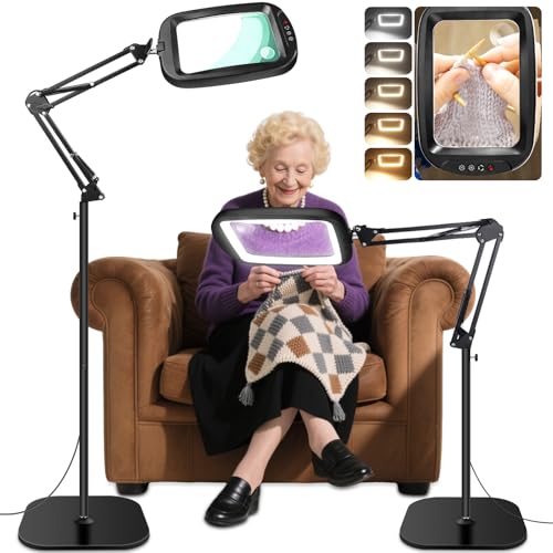 Black Extra Large Floor Magnifying Glass with Light & Stand 30X 10X