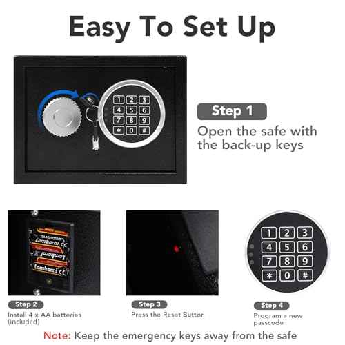 Safe Box 0.43 Cubic Feet Steel Security with Digital Keypad-Electronic Safe for Home Office Hotel Business, Cash & Jewelry & Documents, 2 Emergency Keys Included(BLACK)