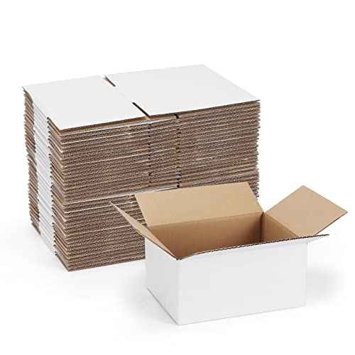 40 Pack Small Shipping Boxes 8x6x4 Inches, White Corrugated Cardboard Mailing Box for Shipping, Packing, Business