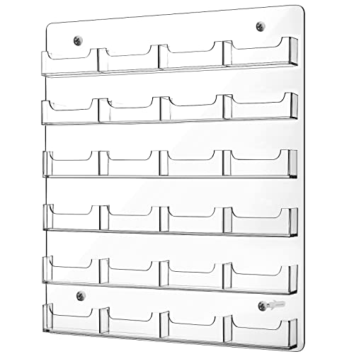 Lincia 24 Pockets Business Card Holder Wall Mount Multi Pockets Business Card Holder Display Rack Horizontal Clear Acrylic Display Documents Brochures Hanging Organizing for Office