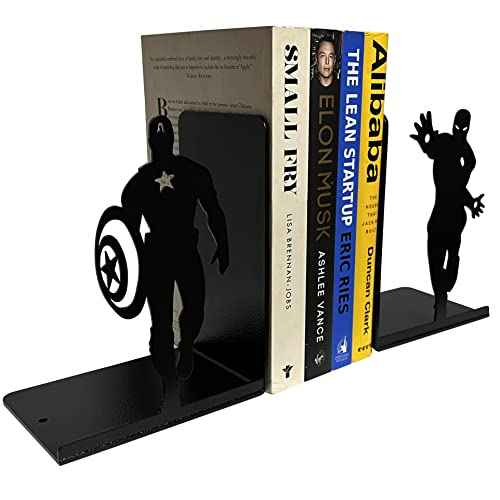 Superhero Bookends | Decorative Bookends for Shelves | Non-Skid Book Holders for Shelves, Table | Unique Home/Office Decor | Heavy Bookends| Metal Book Ends| 7x5.5x4 Inches Each