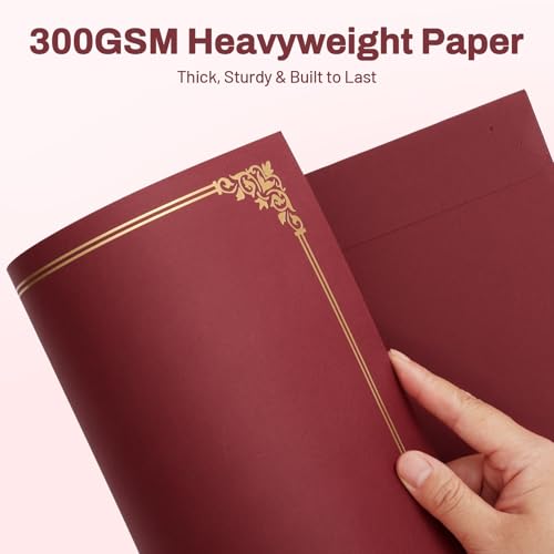 SUNEE 30 Packs Burgundy Certificate Holders with Gold Foil Border, 8.5x11 Letter Size