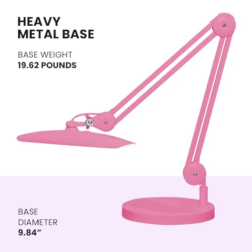 Neatfi 9.84" Diameter Round Weighted Base, 19.62 Pounds, Compatible with Desk Lamps and Magnifying Lamps for Home Office Use (Pink)